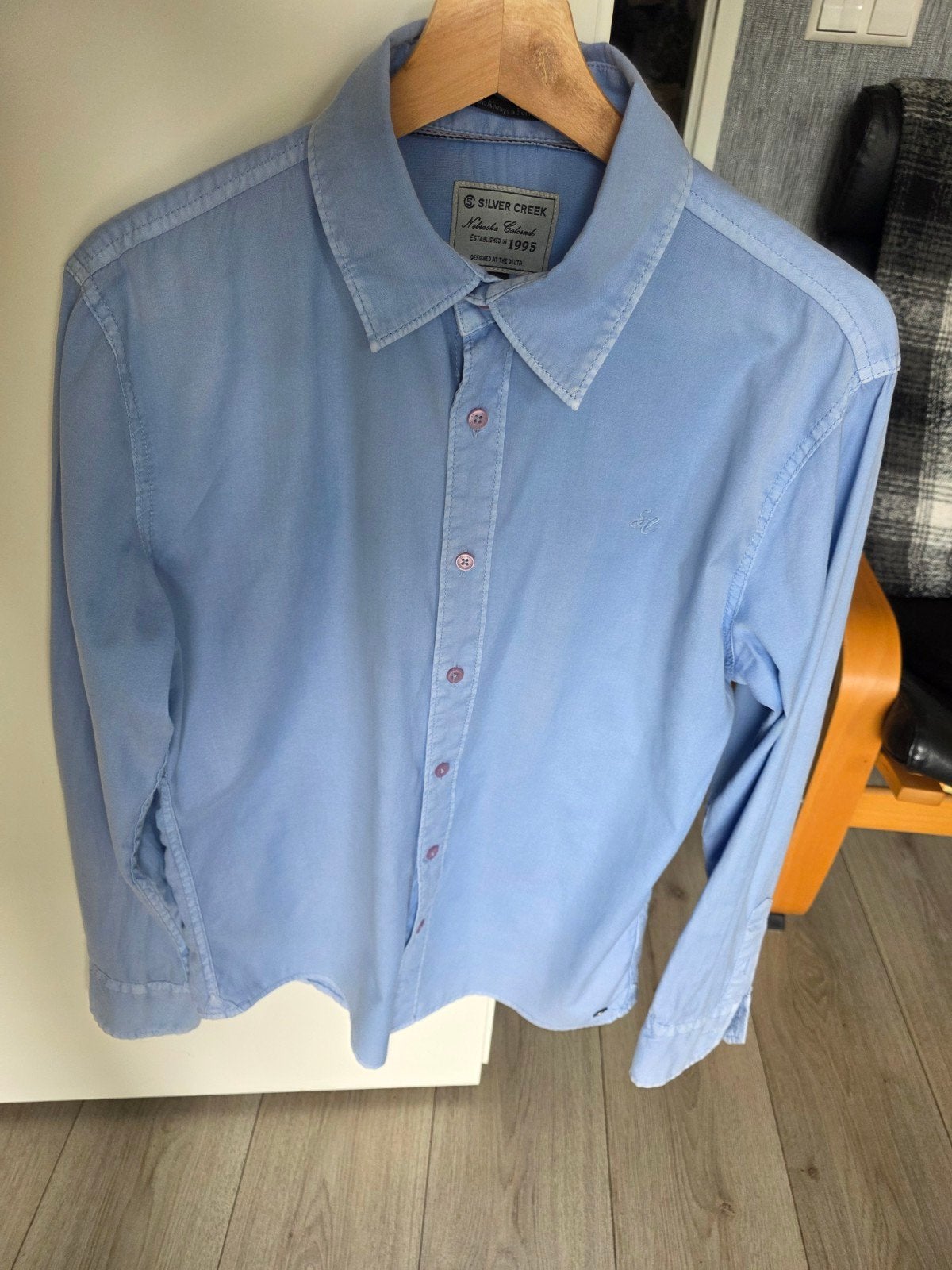 Silver Creek heren overhemd - lichtblauw, Blauw, Zo goed als nieuw, Silver Creek, Halswijdte 39/40 (M)