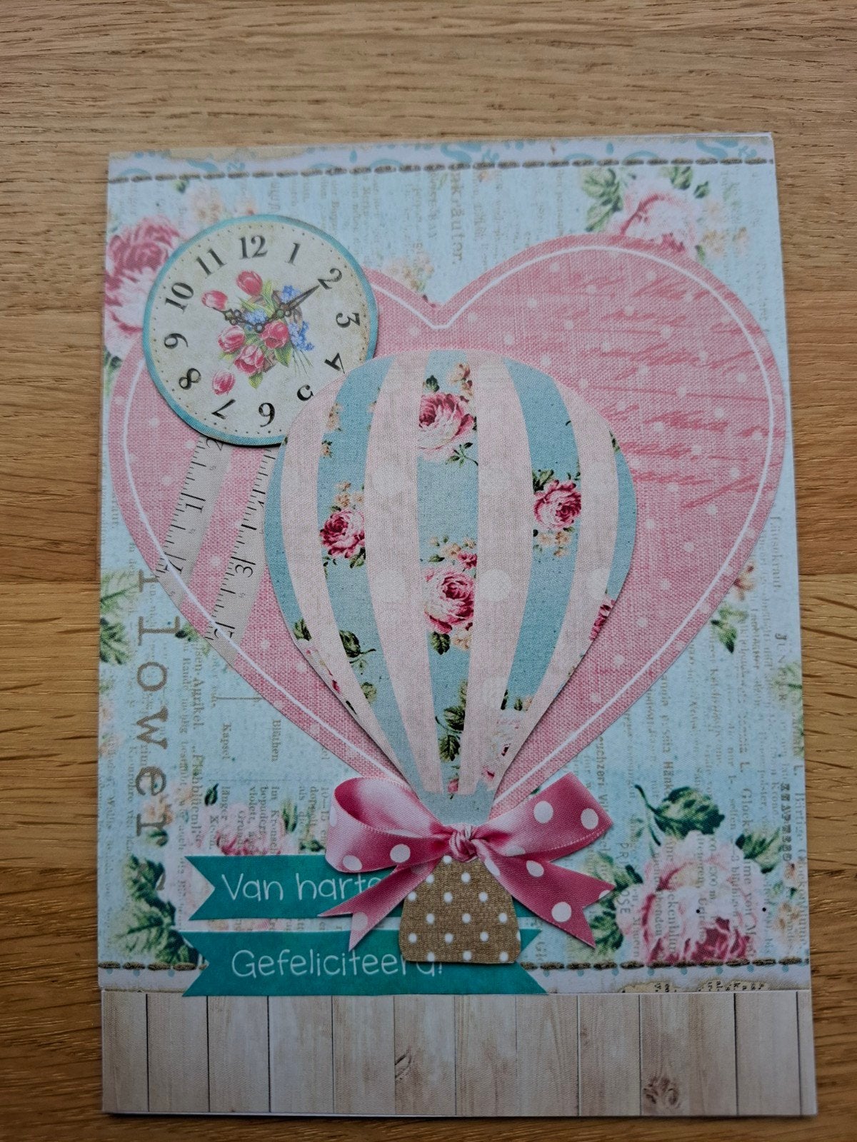 Zelfgemaakte felicitatiekaart met luchtballon, Ophalen of Verzenden, Nieuw
