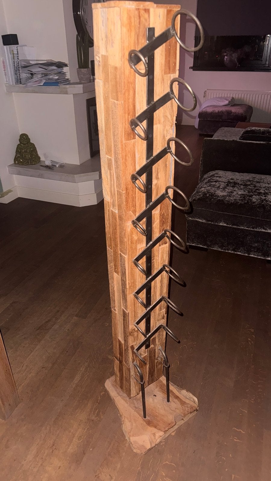 Uniek houten wijnrek voor 10 flessen, Ophalen, Gebruikt, 5 tot 15 flessen, 75 – 100
