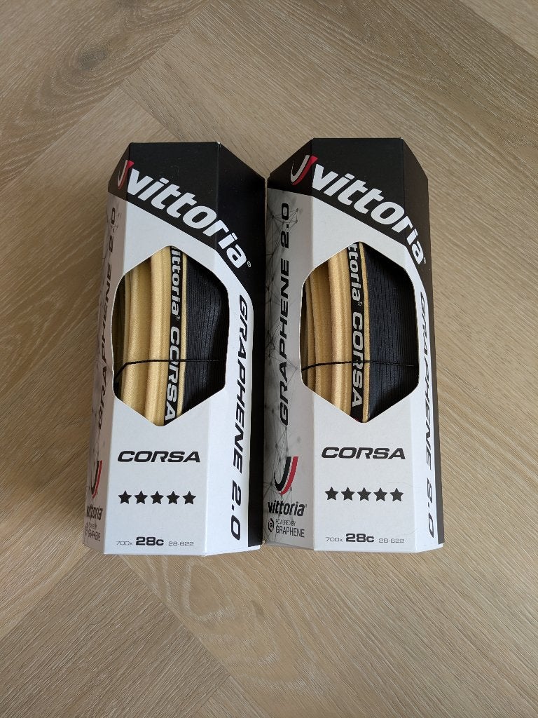 2x Vittoria Corsa Graphene 2.0 28mm racefiets banden, Fietsen en Brommers, Fietsonderdelen, Band, Vittoria, Nieuw, Racefiets