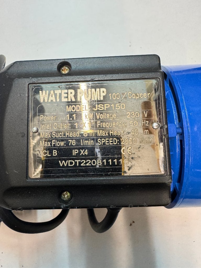 JSP150 waterpomp, Ophalen of Verzenden, Zo goed als nieuw, Waterpump, Nvt