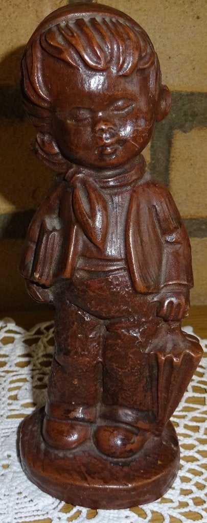 Mooi oud Hummelachtig beeldje - jongen met paraplu, Ophalen of Verzenden