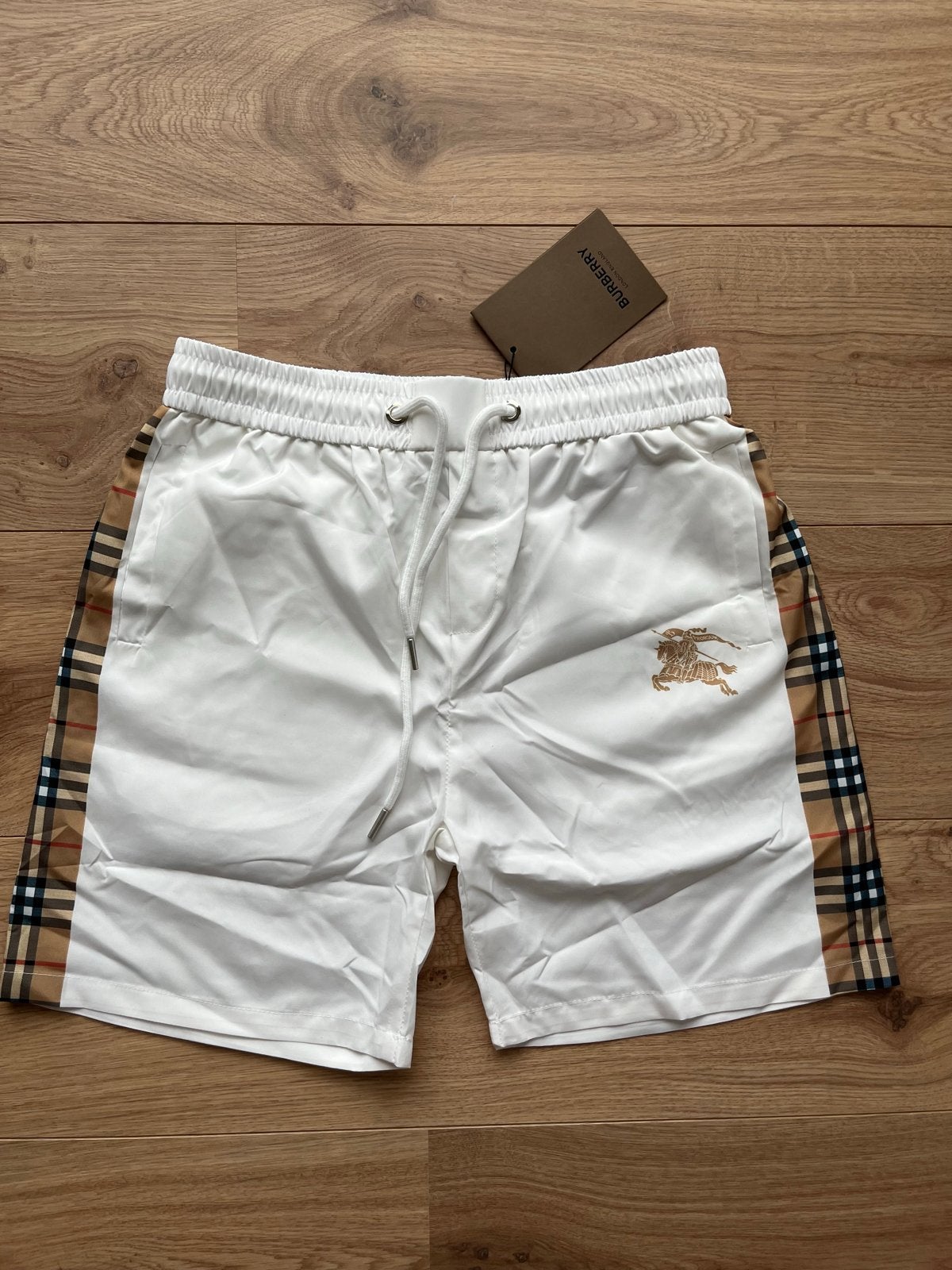 Burberry Zwemshort - Wit met Iconisch Ruitpatroon, Ophalen, Overige maten, Wit, Zwemshort