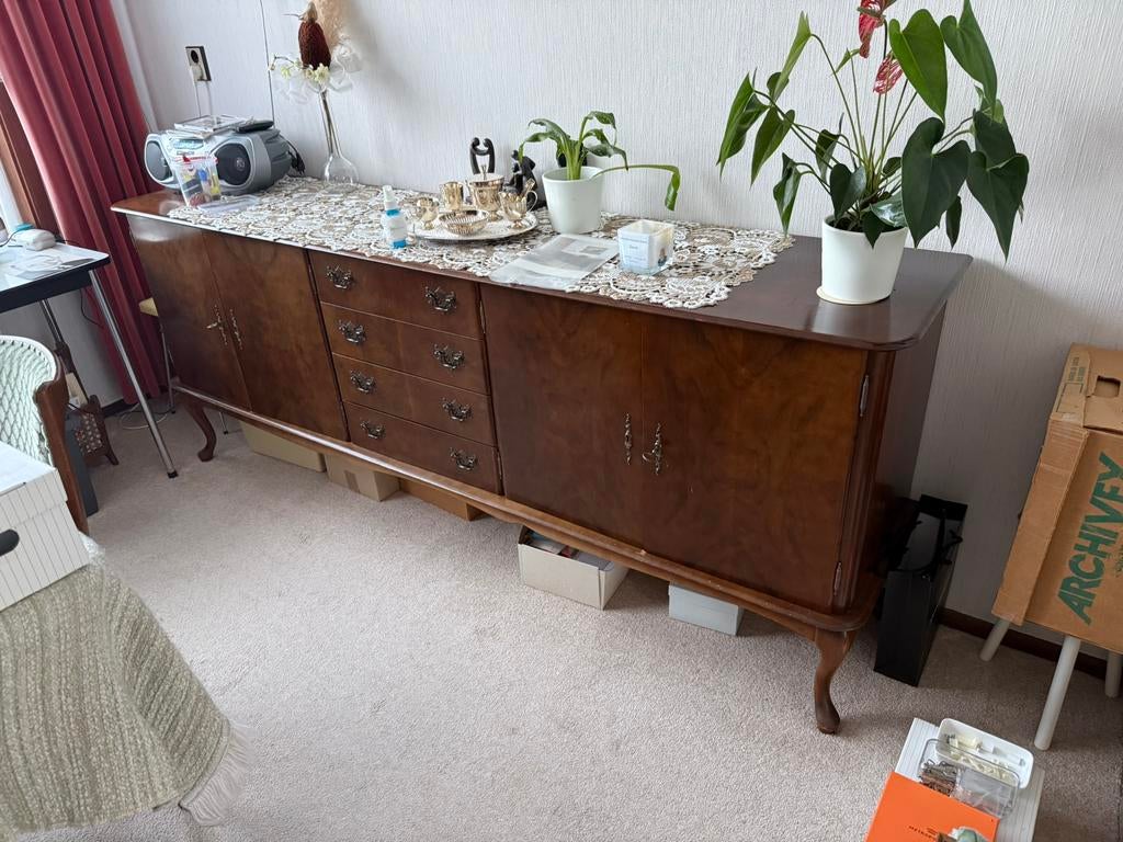 Dressoir notenhout 220x49x87, Ophalen, Gebruikt, 200 cm of meer, Engelse style