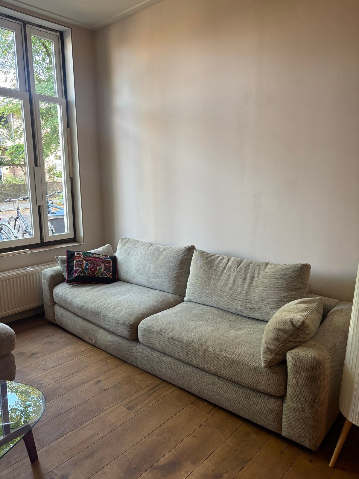 Comfortabele 3-zitsbank met hocker, Ophalen, 250 tot 300 cm, Gebruikt, Driepersoons