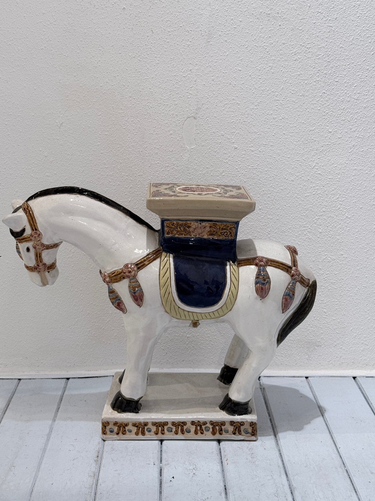Vintage Chinees Keramisch Paard Tang-Stijl Plantentafel Kruk, Ophalen