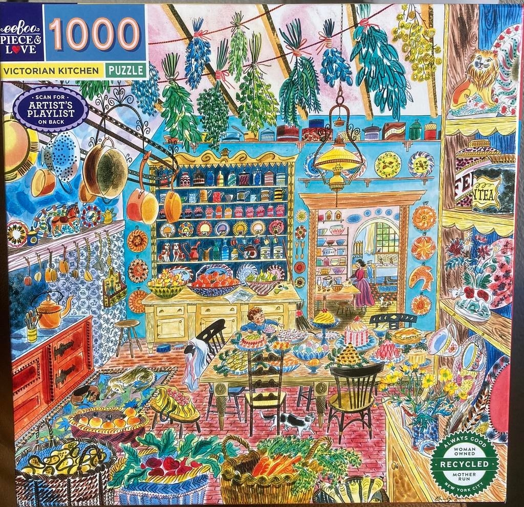 EeBoo 1000🧩 Victorian Kitchen, Hobby en Vrije tijd, Denksport en Puzzels, Zo goed als nieuw, Legpuzzel, 500 t/m 1500 stukjes