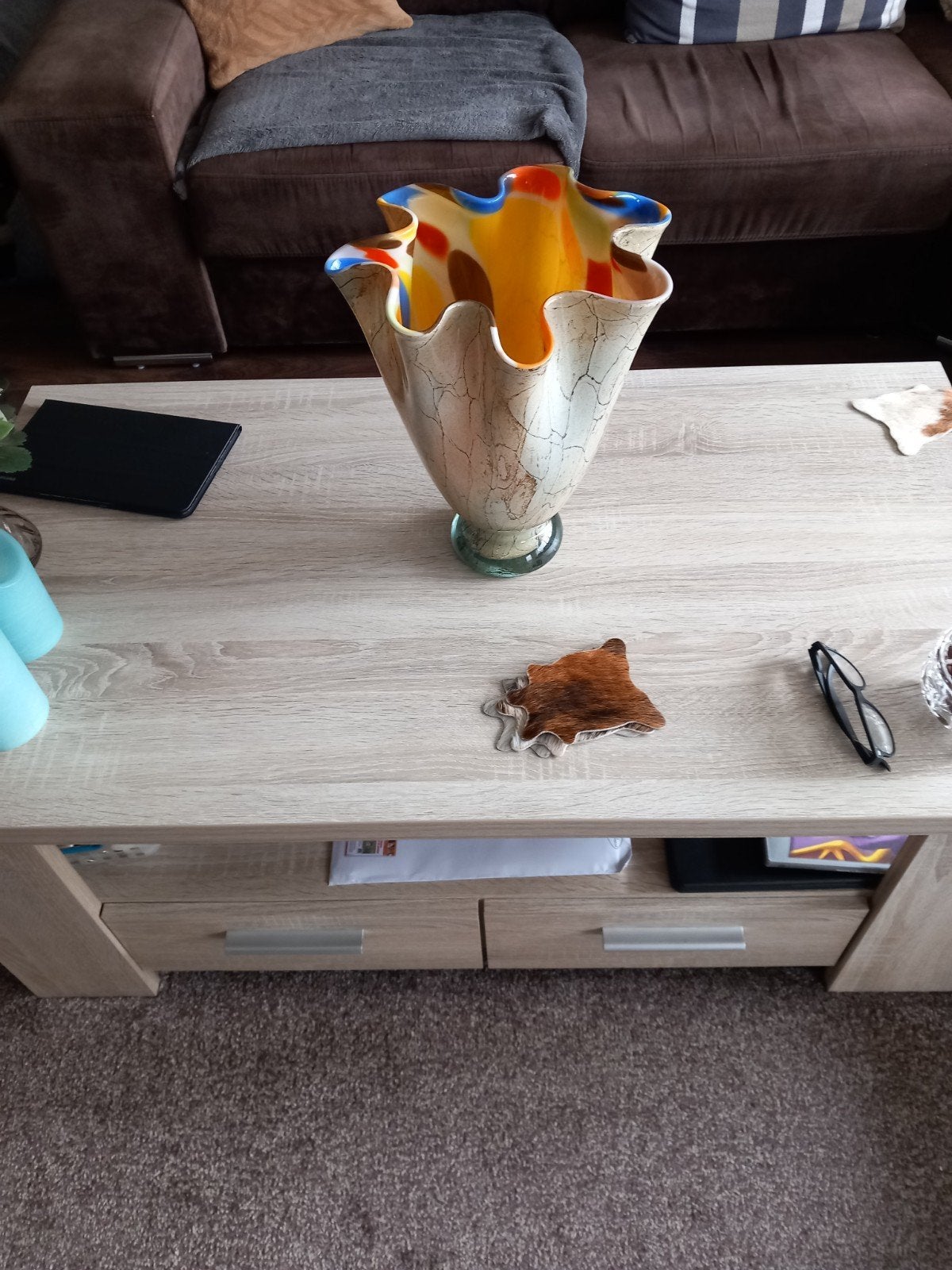 vaas, Ophalen, Op voet, Meerkleurig, Glas