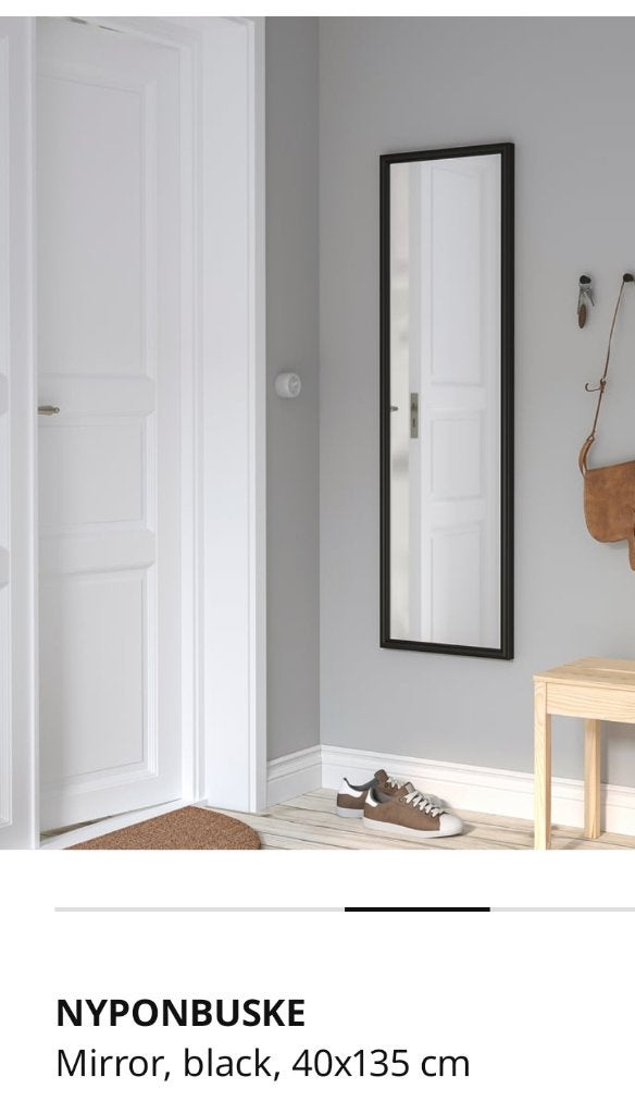 Ikea NYPONBUSKE spiegel, grijs, 40x135 cm, Ophalen, Minder dan 50 cm, 100 tot 150 cm, Zo goed als nieuw