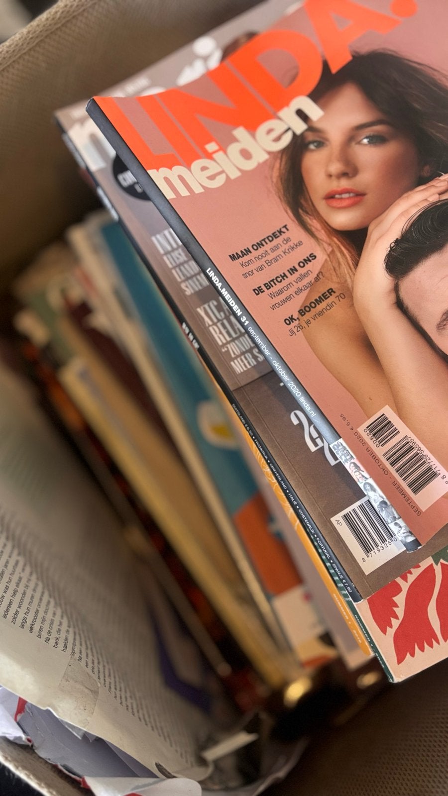 Doos vol magazines: Flow, Linda, Vogue, Marie Claire, Boeken, Ophalen, Gelezen, Damesbladen