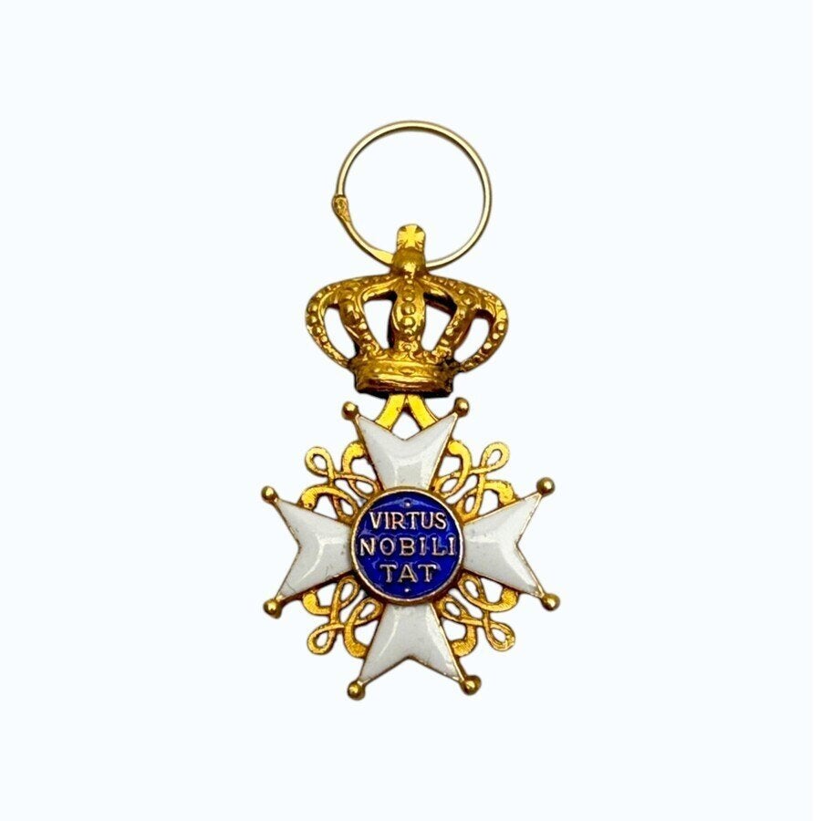 Gouden insigne Miniatuur Ridder in de Orde van de NLse Leeuw, Ophalen of Verzenden, Goud, Nederland