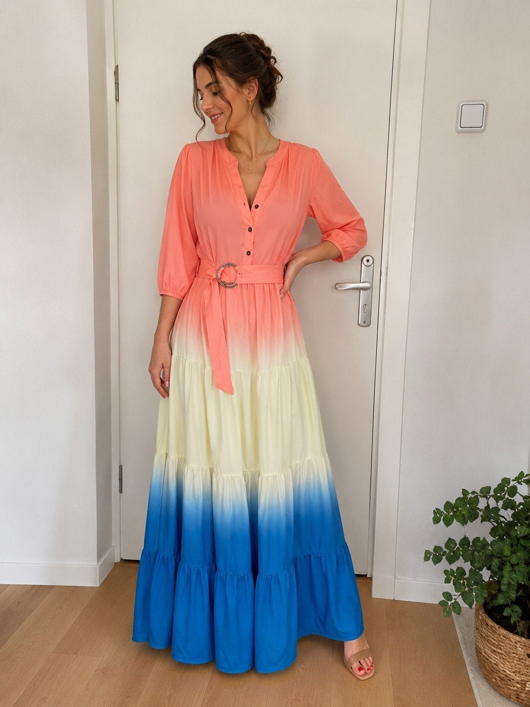 K Design Jurk met Ombre Effect en Ceintuur, Kleding | Dames, K Design, Overige kleuren, Nieuw, Ophalen of Verzenden