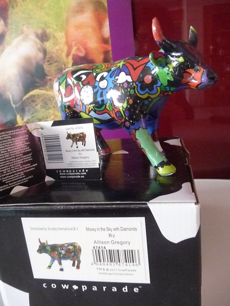 Nieuw Cow Parade koe Moosy in the Sky with Diamonds medium., Ophalen of Verzenden, Beeld