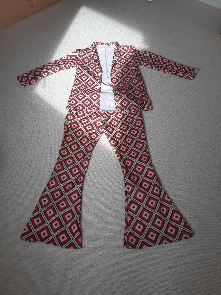 Rood-wit pak met ruitjespatroon 70's M, Maat 38/40 (M), Carnaval, Ophalen of Verzenden, Zo goed als nieuw
