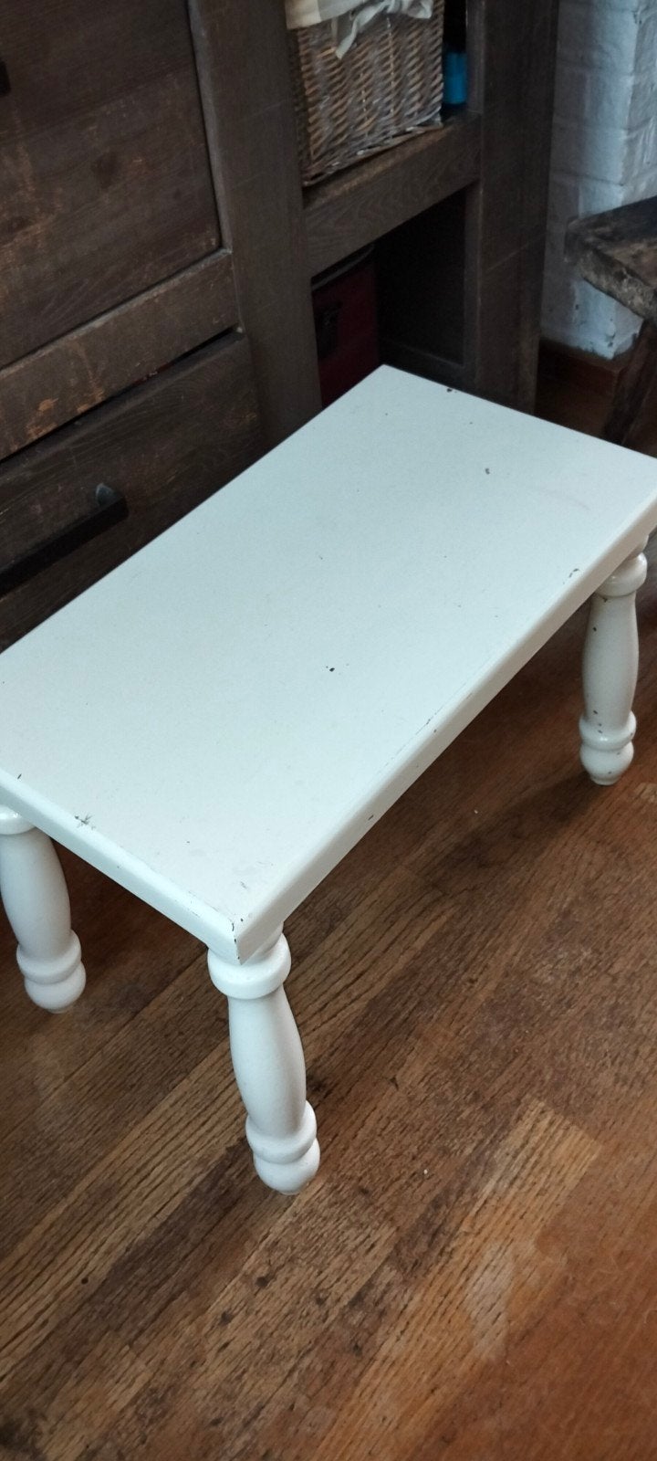 Witte houten bijzettafel, Huis en Inrichting, Ophalen, Minder dan 55 cm, Gebruikt, .