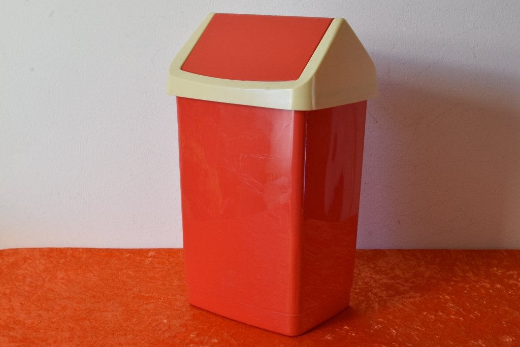 Retro vintage jaren 70 Curver Swing prullenbak / vuilnisbak, Kunststof, Gebruikt, Ophalen of Verzenden, Minder dan 10 liter