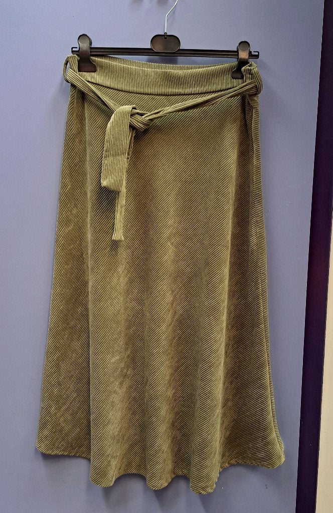 La Fee Maraboutée corduroy kaki groen midi rok mt 40 50463, Maat 38/40 (M), La Fee Maraboutee, ., La Fee Maraboutee