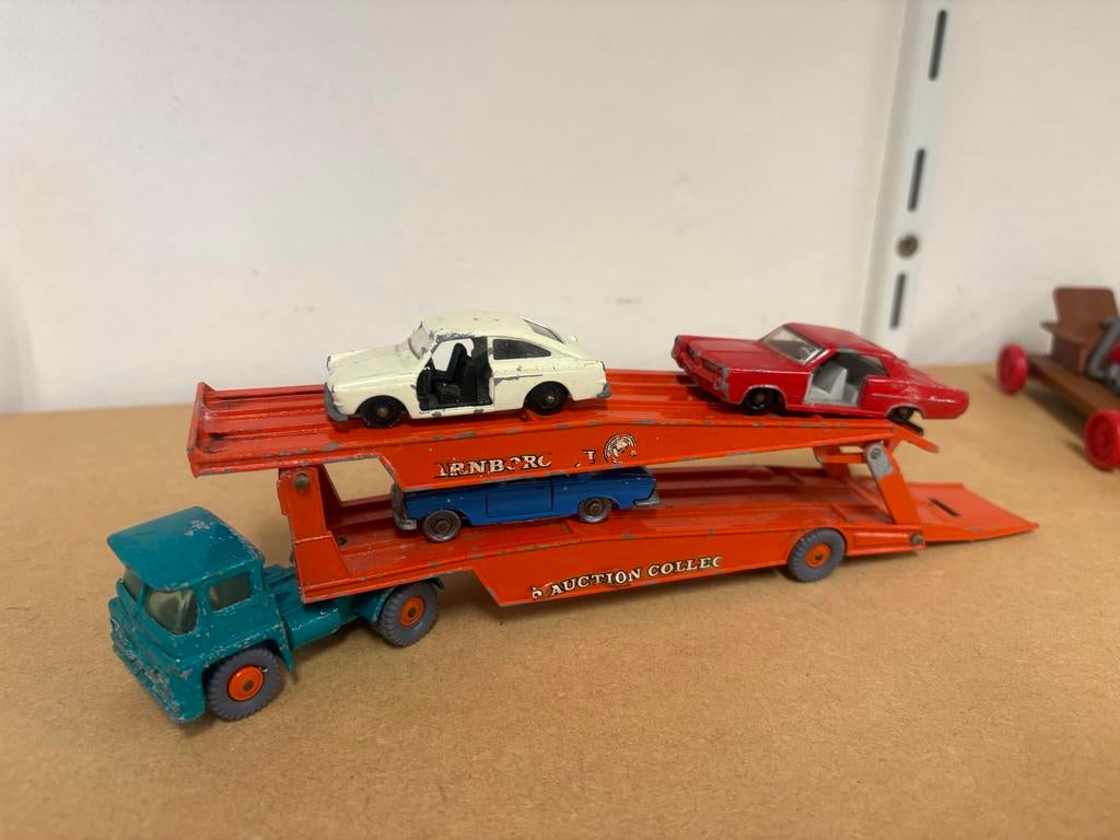 Vintage Matchbox Lesney Car Transporter met auto's, Ophalen of Verzenden, Gebruikt