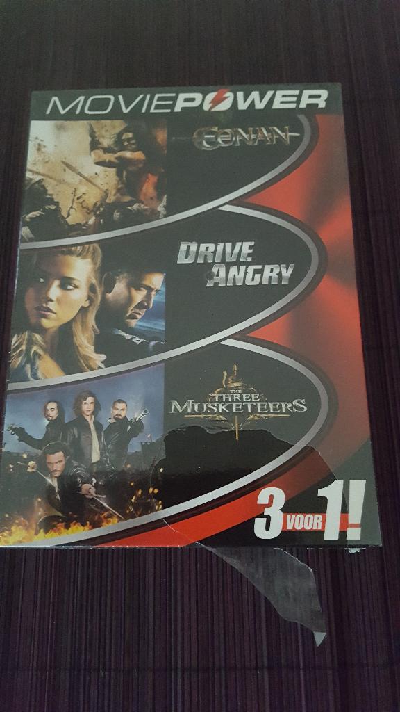 3 dvd actie box, conan , drive angry, three musketeer, Vanaf 16 jaar, Ophalen of Verzenden, Zo goed als nieuw
