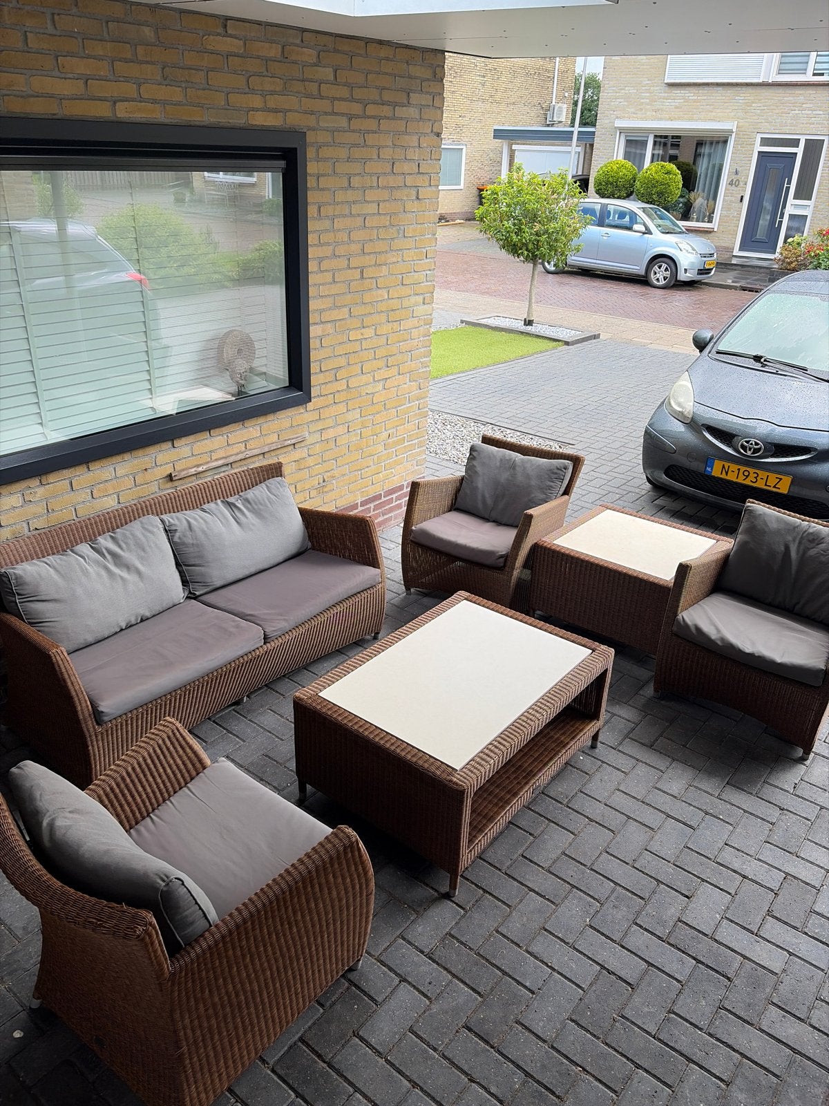 Complete Loungeset met 3 Stoelen, Bank en Tafels, Tuin en Terras, Tuinsets en Loungesets, Ophalen, 4 zitplaatsen, Gebruikt, Loungeset