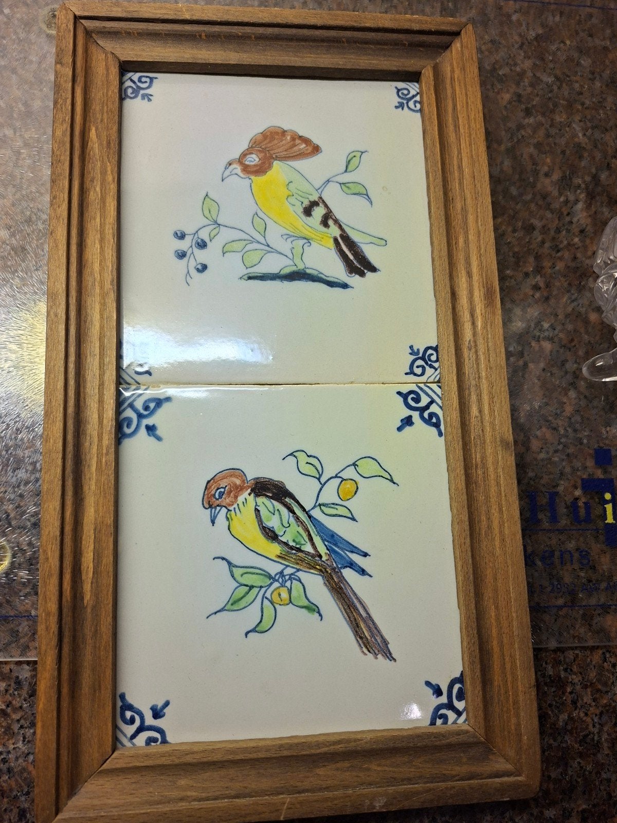 Vintage Makkum Tegeltableau met Vogels, Ophalen of Verzenden