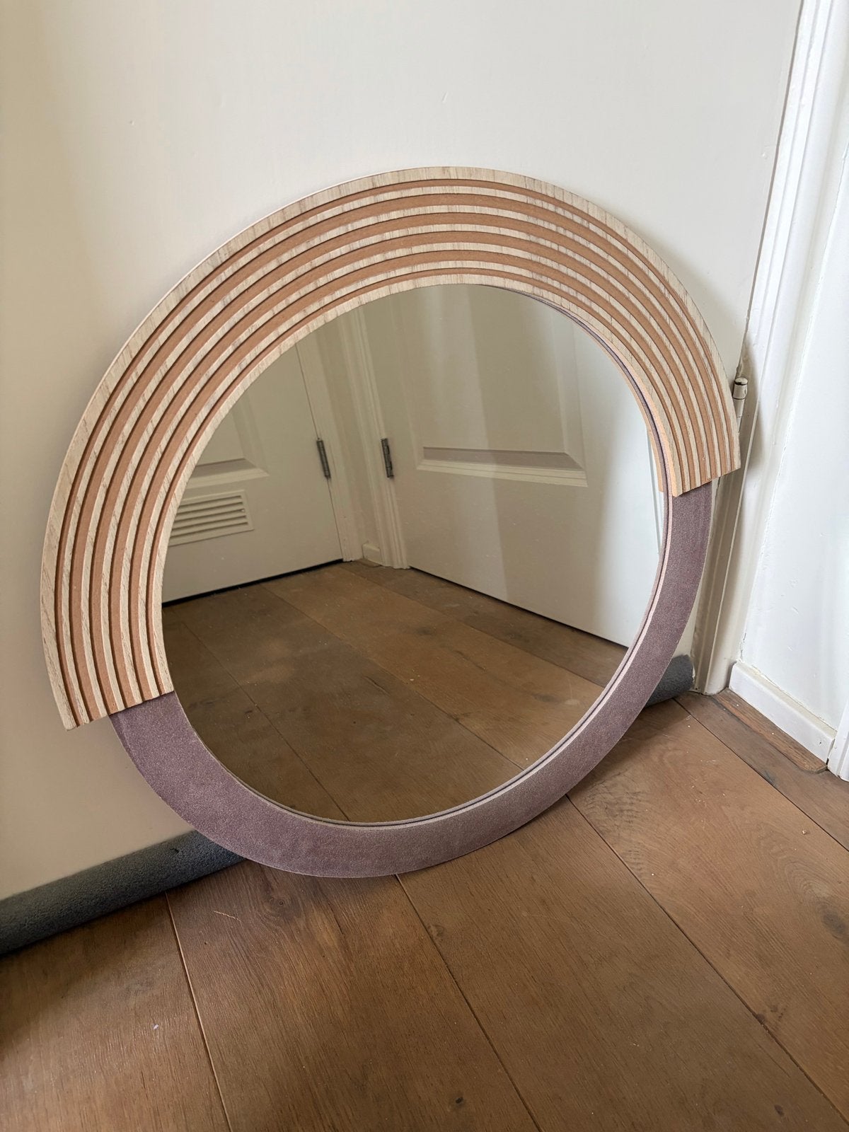 Ronde Spiegel, Huis en Inrichting, Woonaccessoires | Spiegels, Ophalen, Rond, Zo goed als nieuw, Minder dan 100 cm