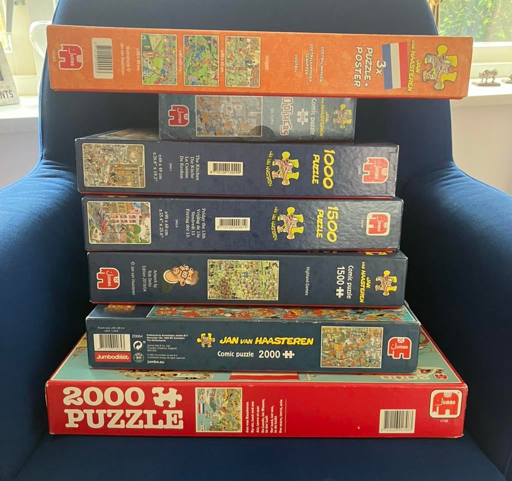 Vele jan van Haasteren puzzels 1000-1500-2000 stukjes, Ophalen of Verzenden, 500 t/m 1500 stukjes, Zo goed als nieuw