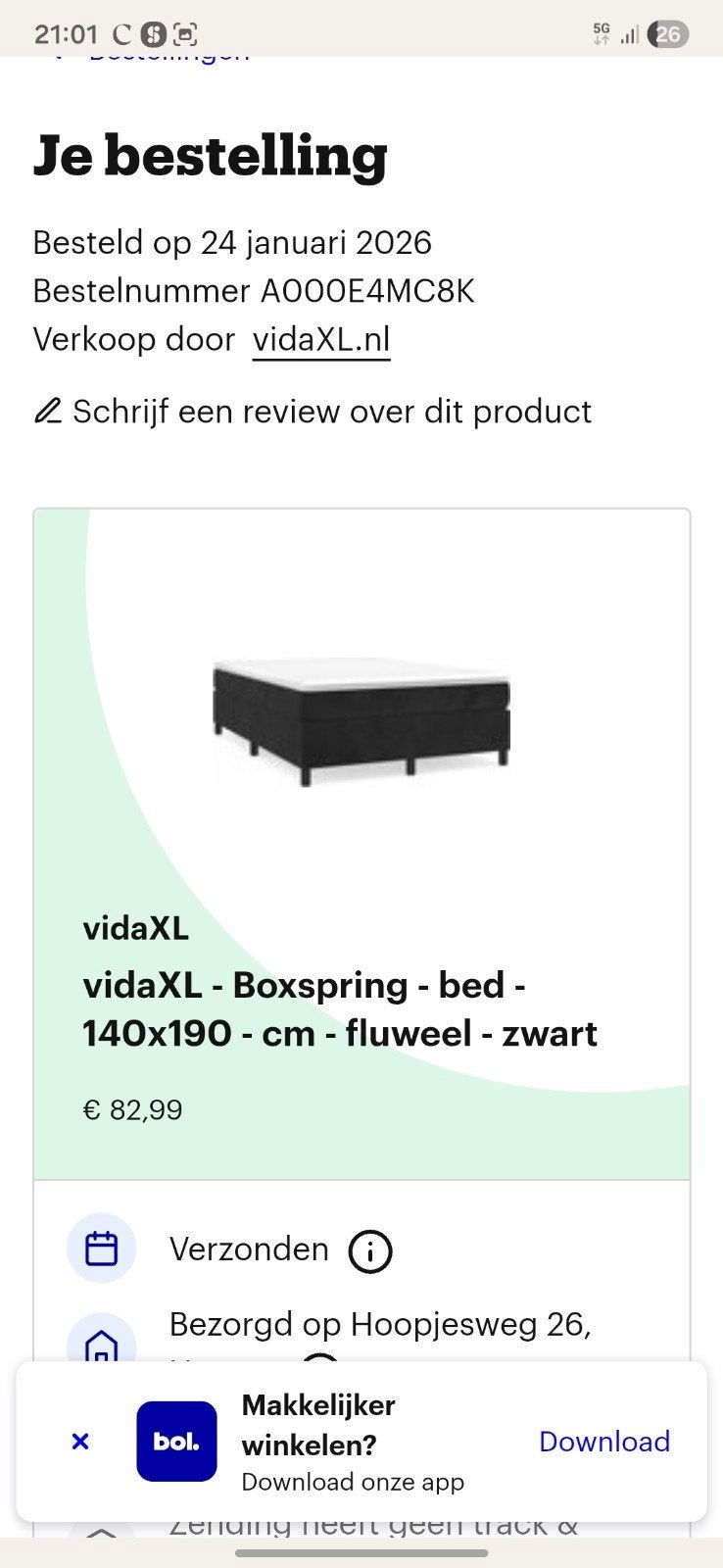 vidaXL Boxspring bed 140x190 cm fluweel zwart evt met matras, Ophalen, Zwart, Tweepersoons, Zo goed als nieuw
