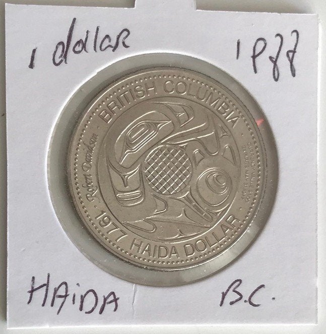 Canada - British Columbia 1977 - Haida Dollar - Circ.^, Postzegels en Munten, Verzenden, Noord-Amerika, Losse munt