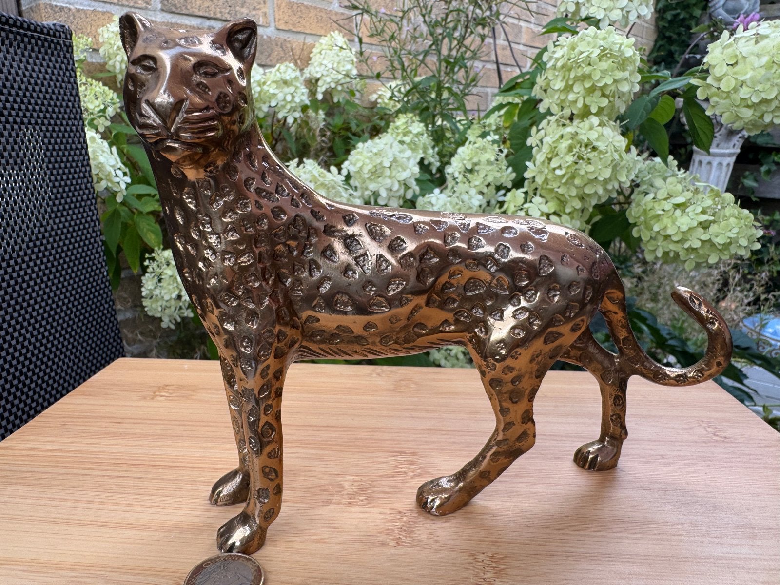 Bronzen Cheetah Beeld - Prachtig Decoratief Stuk, Verzenden, 20 - 50 cm, Beeld, Bruin
