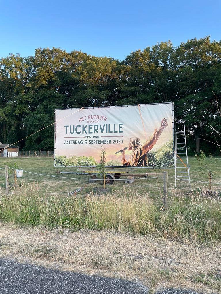 reclame spandoek, Ophalen, Gebruikt, Reclamebord