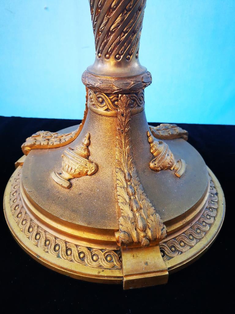 Monumentale Tafellamp Empire Stijl Met Kap Brons Look 88cm, Ophalen of Verzenden, Gebruikt, Metaal, Minder dan 50 cm
