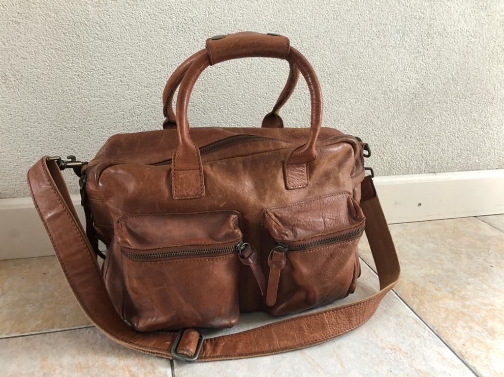 Cowboysbag leren handtas/schoudertas bruin, Ophalen of Verzenden, Gebruikt, Bruin, Handtas