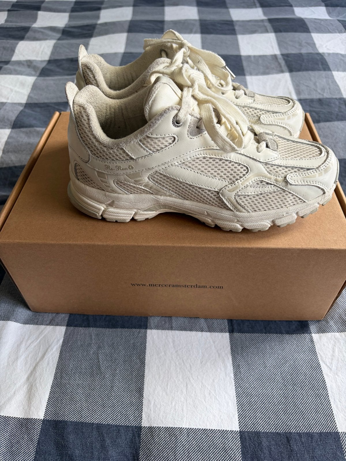 Mercer Amsterdam The Re-Run Vintage Premium sneakers maat 38, Wit, Ophalen of Verzenden, Sneakers of Gympen, Gedragen