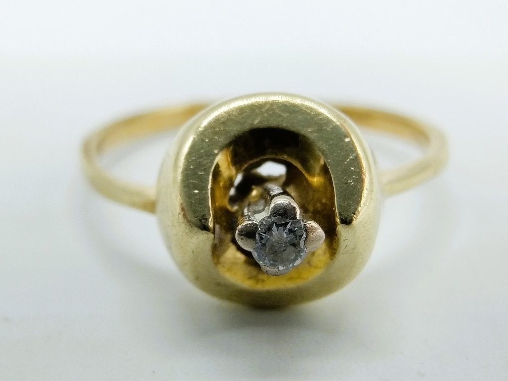 Gouden ring met diamant, 17,5 mm, Gebruikt, Info@zilverwebsite.nl, Verzenden, 17 tot 18