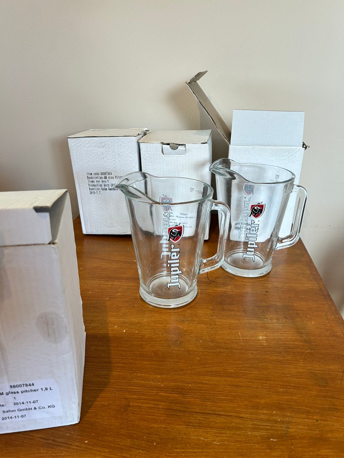 Jupiler bier pitchers 1,8l, Overige typen, Ophalen, Glas, Overige merken