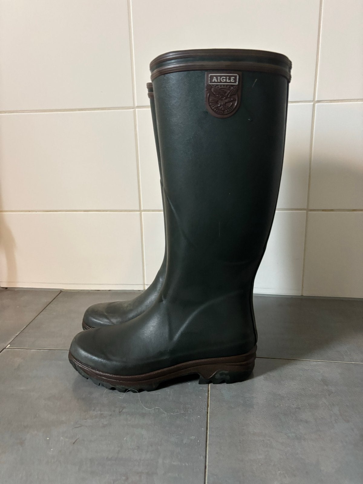 Aigle laarzen, maat 39, donkergroen, Kleding | Heren, Ophalen of Verzenden, Gedragen, Overige kleuren, Regenlaarzen