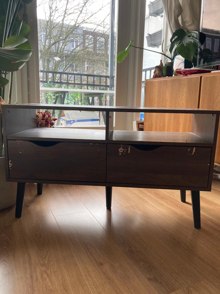 Tv meubel - walnoot, Gebruikt, Minder dan 100 cm, 25 tot 50 cm, 50 tot 100 cm