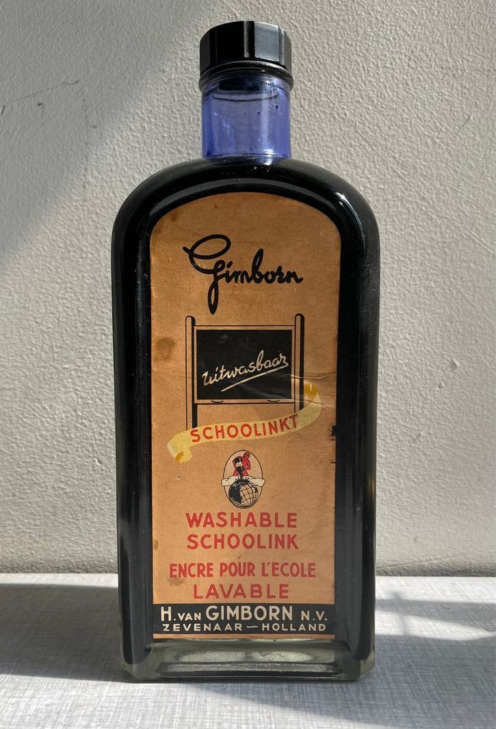 Antieke Gimbron Uitwasbaar Schoolinkt Fles - Zeldzaam, Ophalen of Verzenden