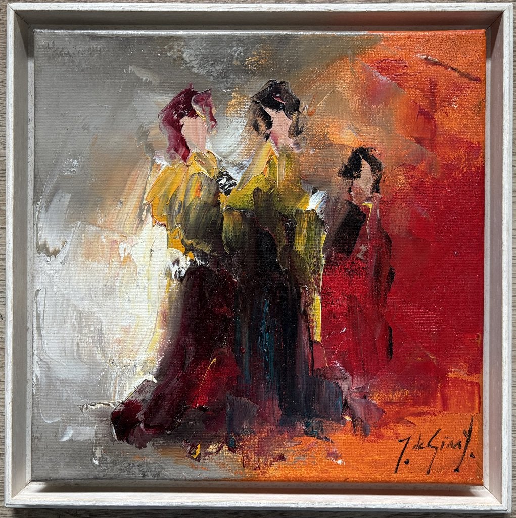 Jochem de Graaf (1954) - Abstracte voorstelling met figuren, Antiek en Kunst, Kunst | Schilderijen | Abstract, Ophalen of Verzenden
