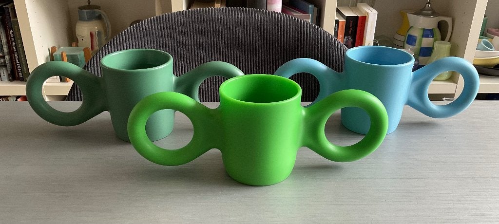 3x Gispen Dombo drinkbeker; lichtblauw en donkergroen, Ophalen of Verzenden, Overige typen