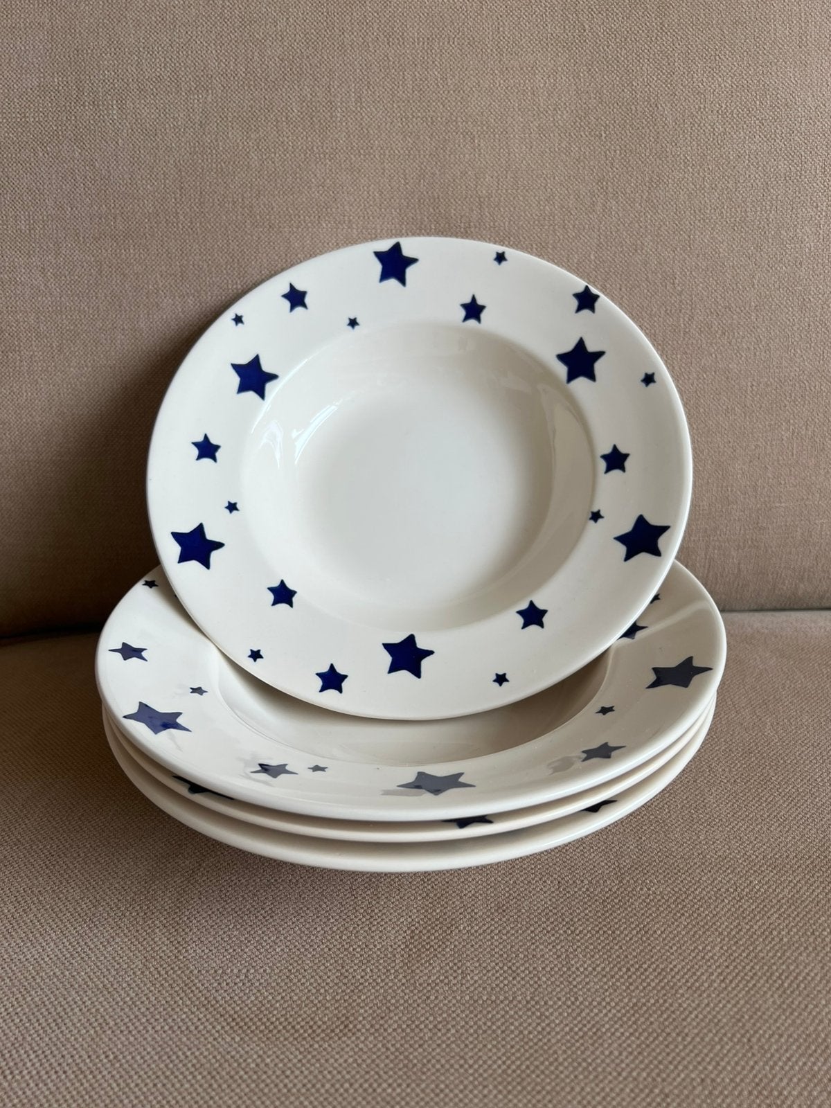 Emma Bridgewater Blue Skies Soup Plate 4 stuks, Ophalen of Verzenden, Zo goed als nieuw, Bord(en), Overige stijlen