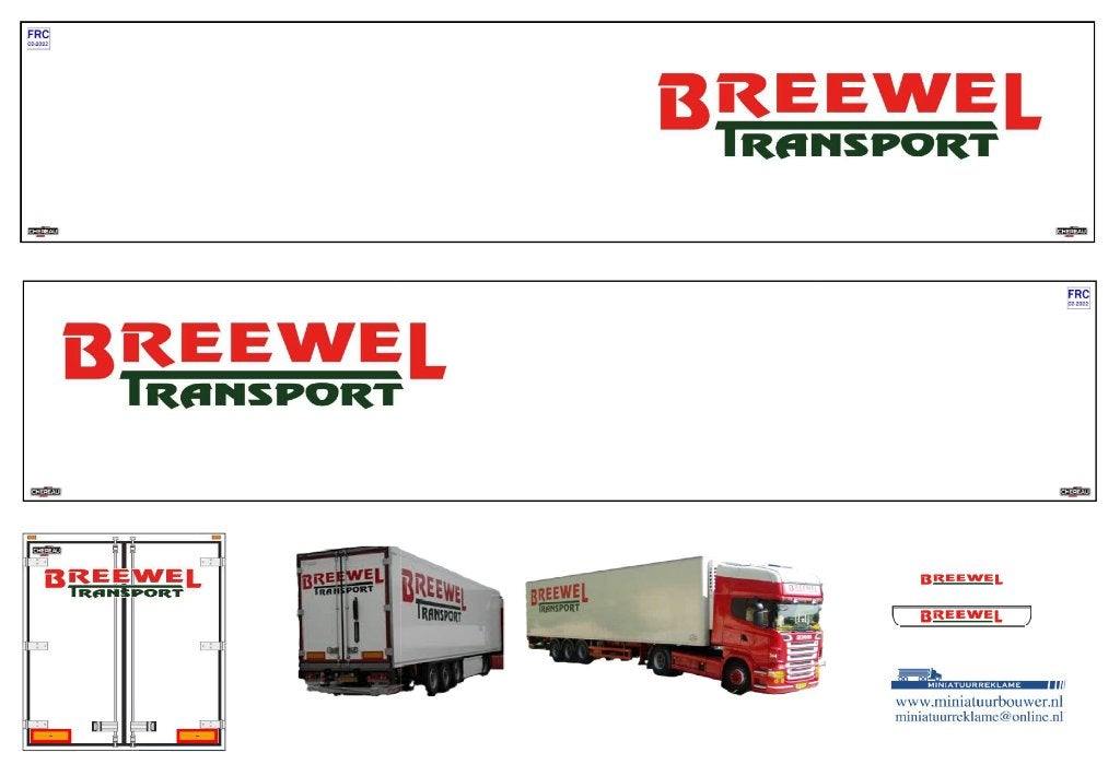 Vrachtauto decal 1:50 Breewel transport, Hobby en Vrije tijd, Verzenden, Nieuw, Bus of Vrachtwagen, Overige merken