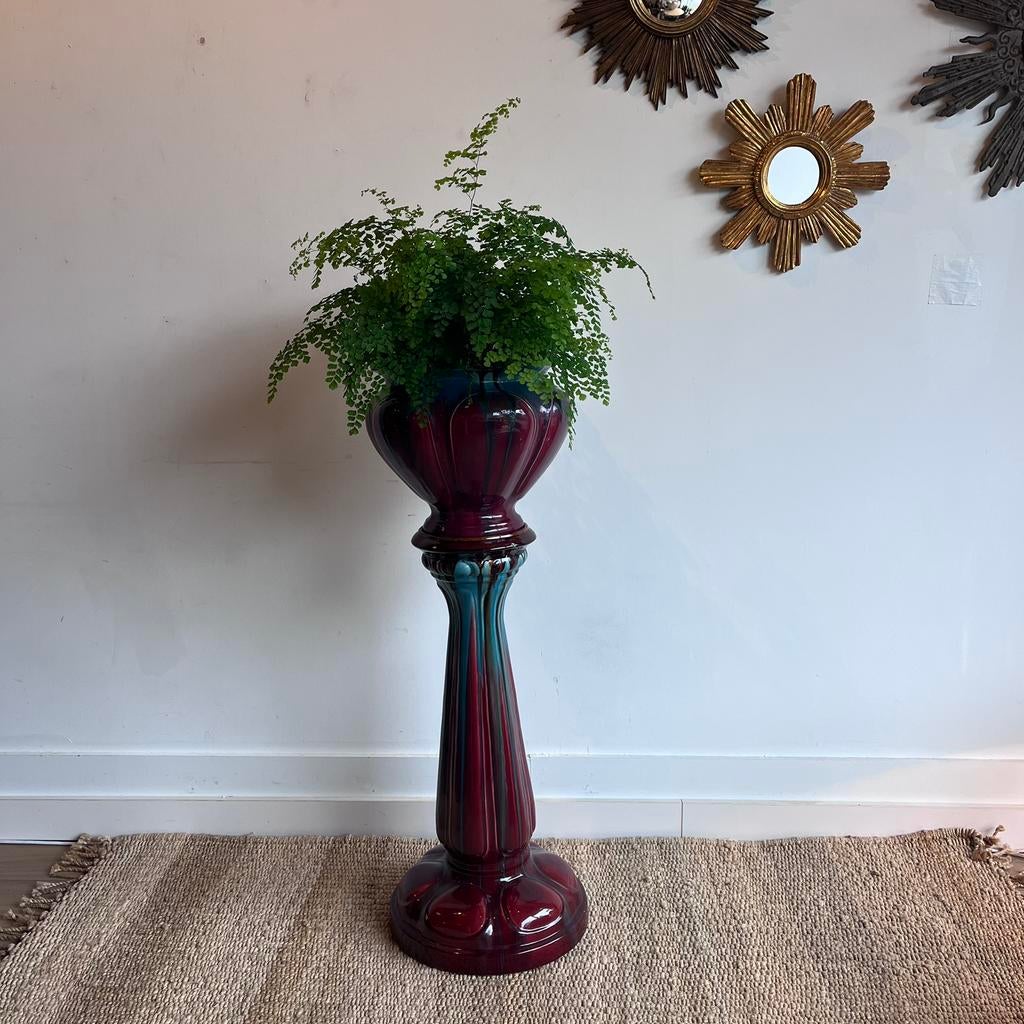 Art Nouveau piedestal zuil met bloempot antiek vintage, Ophalen, Antiek Vintage, Zo goed als nieuw, X