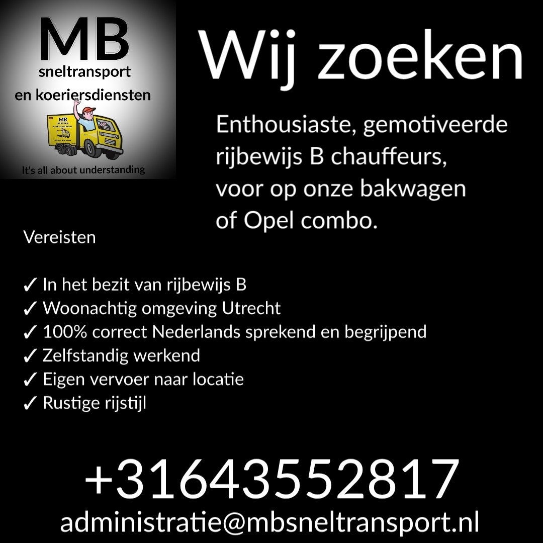 Rijbewijs B chauffeurs gezocht, Vacatures, Variabele uren, Vanaf 1 jaar, Tijdelijk contract