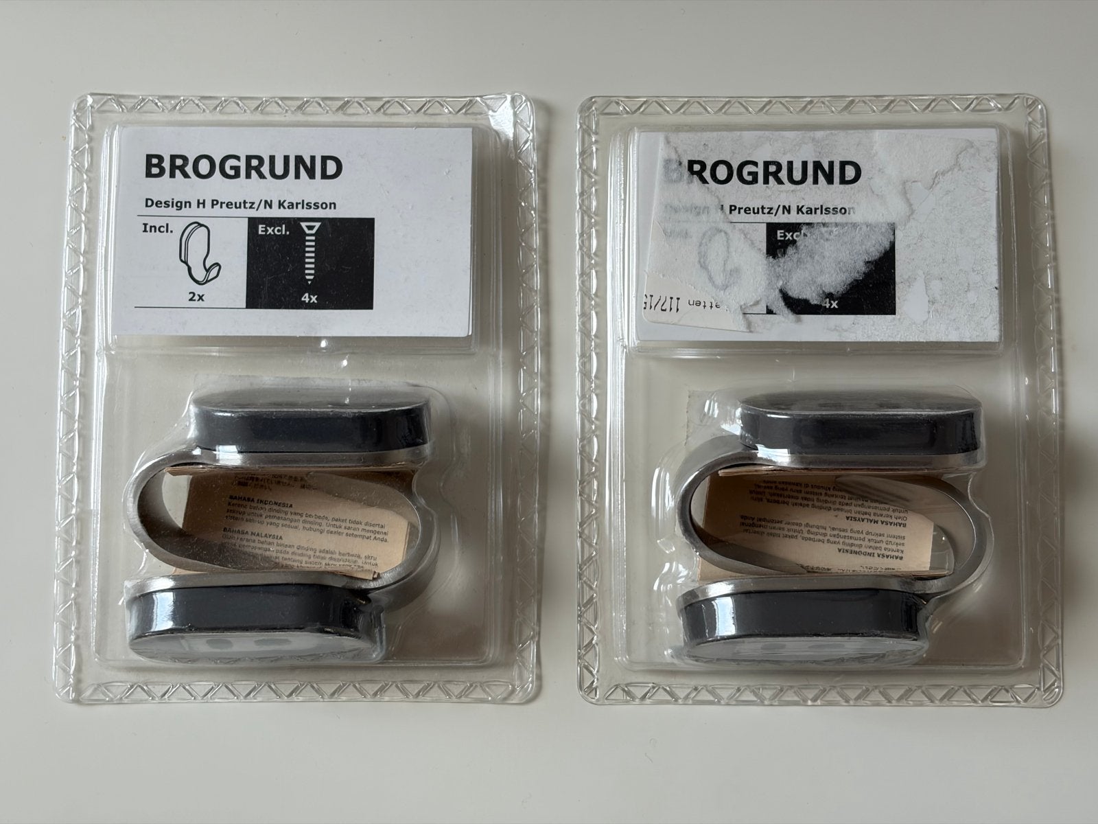 4x IKEA BROGRUND Stainless-Steel Bathroom Hooks – New, IKEA, Nieuw, Ophalen of Verzenden, Handdoekhaak