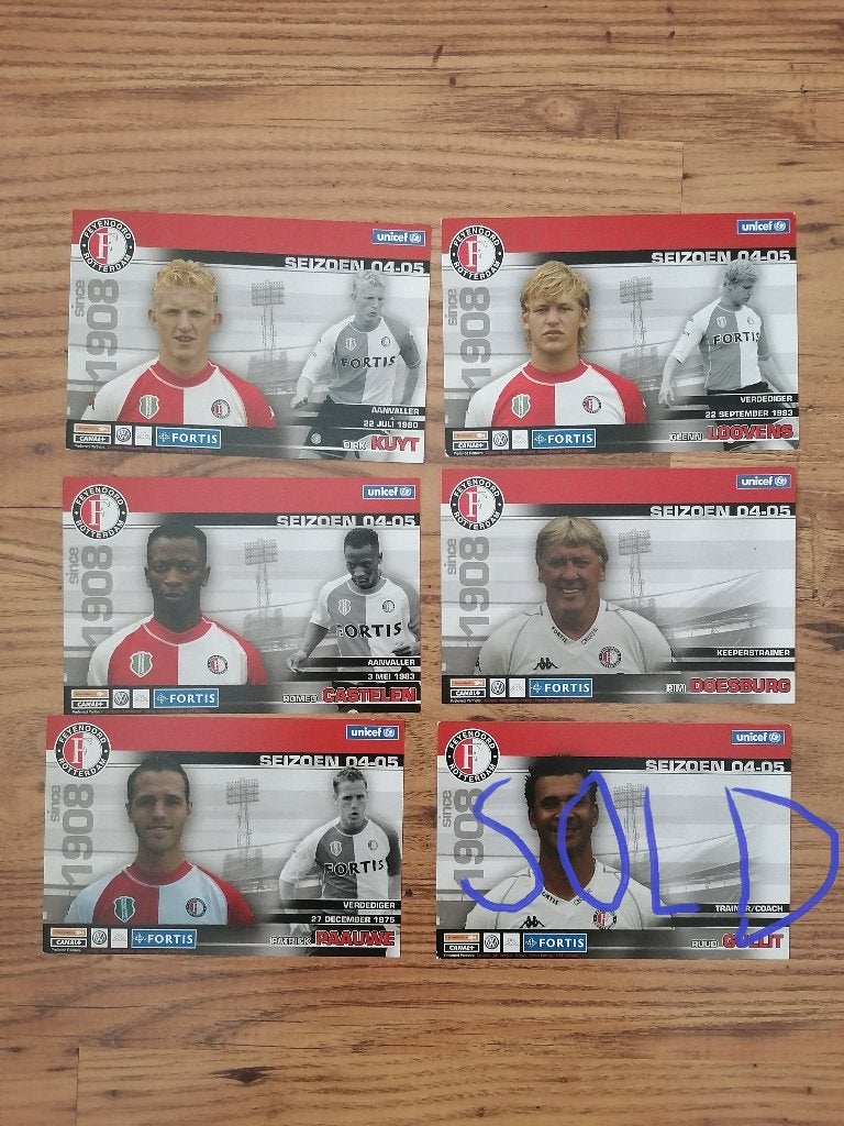 5x Spelerskaarten Feyenoord 2004-2005, Verzenden, Zo goed als nieuw, Feyenoord, Spelerskaart