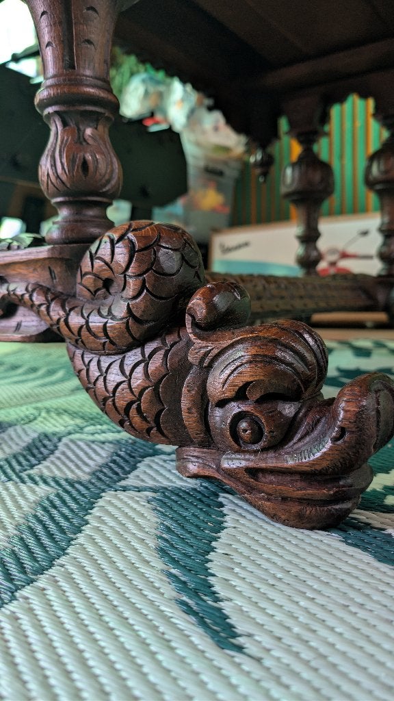 Prachtige Antieke Eikenhouten Tafel Handgesneden., Antiek en Kunst, Ophalen