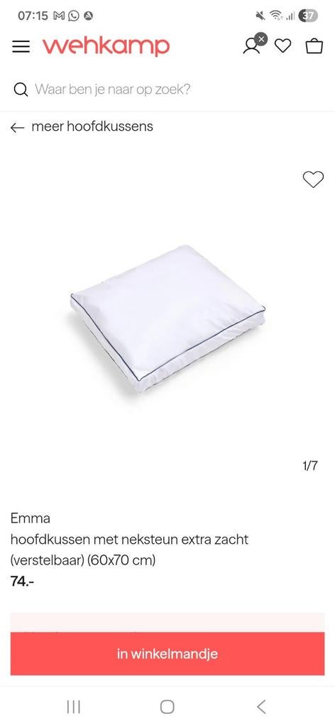 Nieuw emma kussen en nieuw matt sleeps kussen, Huis en Inrichting, Ophalen of Verzenden, Nieuw, Eenpersoons