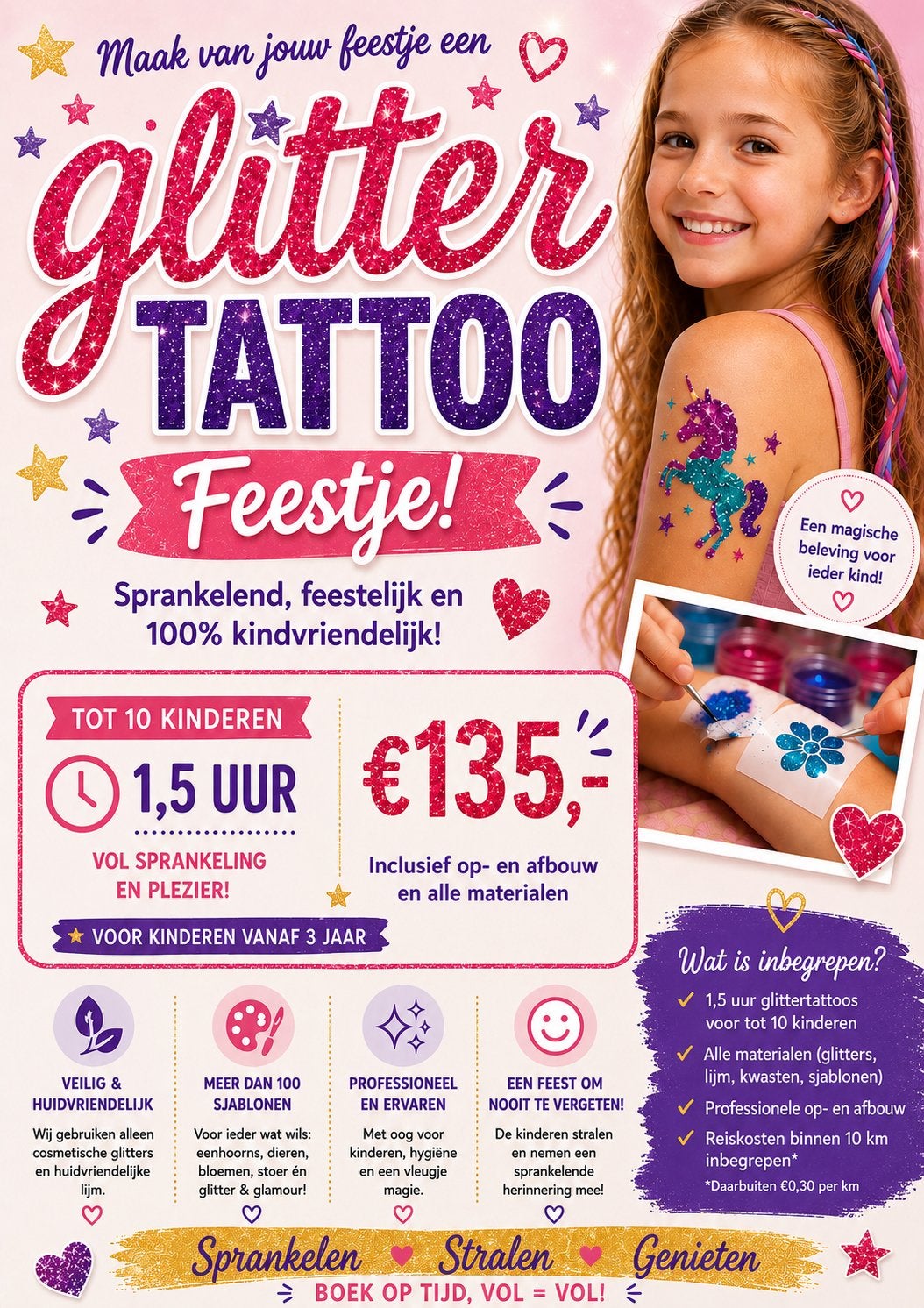 ✨✨✨Glitter tattoo op je (kinder )feestje ✨✨✨, Ophalen, Verjaardag